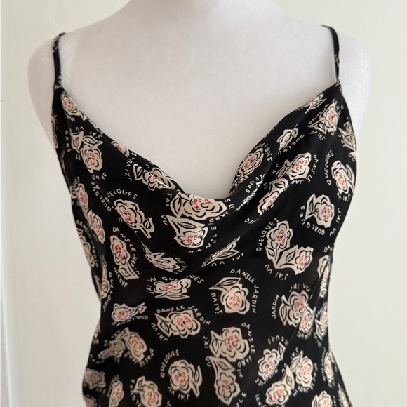 DVF Silk Slip Dress. Black w/ Floral Pattern. Women’s size 8 - Picture 11 of 15